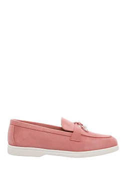 Pink nubuck loafers for women