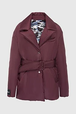 Women's burgundy polyamide down jacket