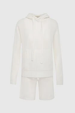 Women's cashmere shorts suit, white