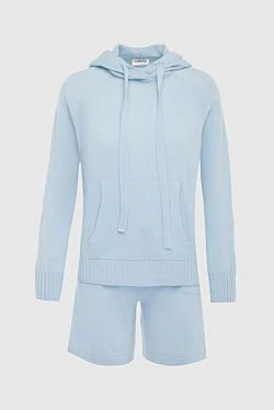 Women's blue cashmere shorts suit