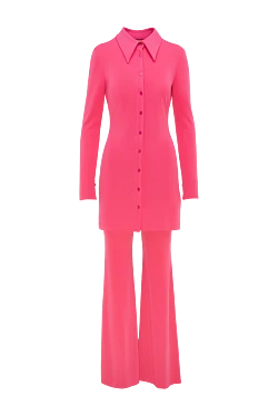 Women's pink polyester and elastane trouser suit