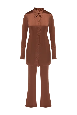 Women's brown polyester trouser suit