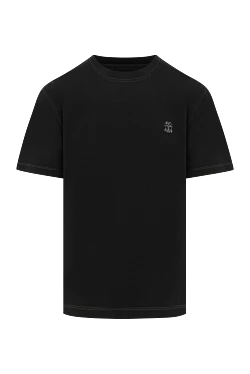 Black basic T-shirt with contrast seams and brand logo