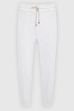 Light-colored cotton jersey trousers with cuffs at the hem