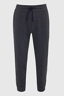 Dark gray cotton jersey trousers with decorative stitching down the center.