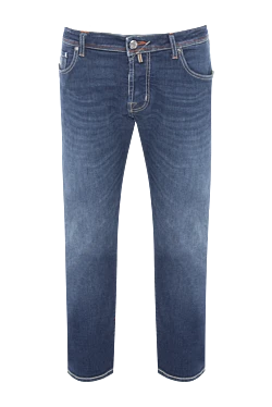 Blue cotton and viscose jeans for men