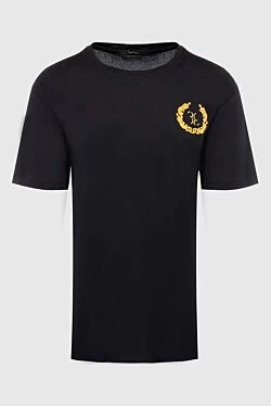 Black cotton and elastane T-shirt for men