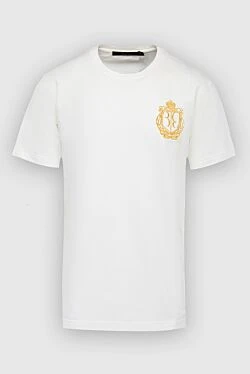 White cotton and elastane T-shirt for men