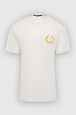 White cotton and elastane T-shirt for men