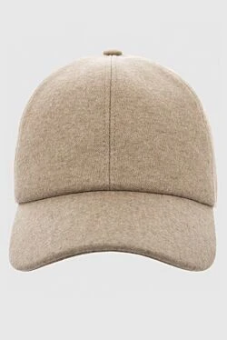 Beige men's cashmere cap