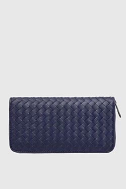 Men's clutch bag made of genuine leather blue