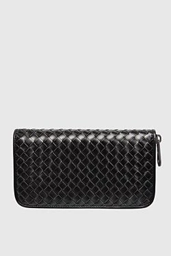 Black men's clutch bag made of genuine leather