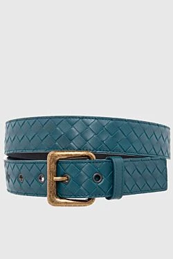 Green leather belt for men