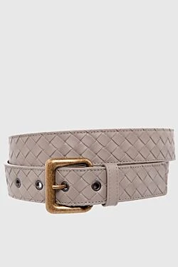 Beige leather belt for men