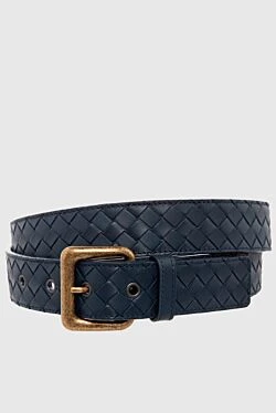 Leather belt blue for men