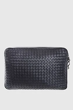 Black men's clutch bag made of genuine leather