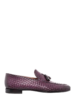 Purple leather loafers for men