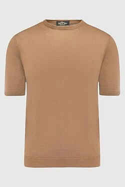 Short-sleeved jumper in silk brown for men