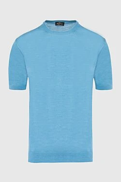 Blue short sleeve silk jumper for men