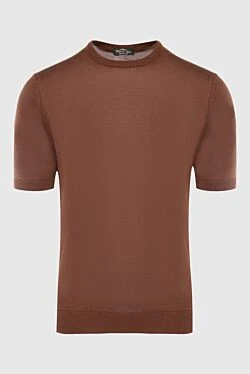 Short-sleeved jumper in silk brown for men