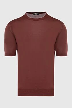 Short-sleeved jumper in silk brown for men