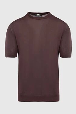 Short-sleeved jumper in silk brown for men