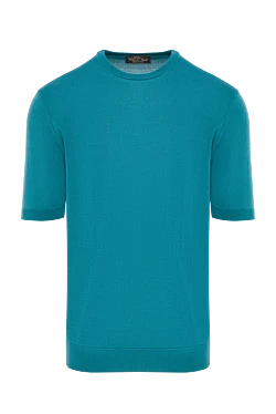 Джемпер с коротким рукавом шёлковый бирюзово-зелёный мужской