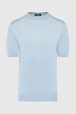 Blue short sleeve silk jumper for men