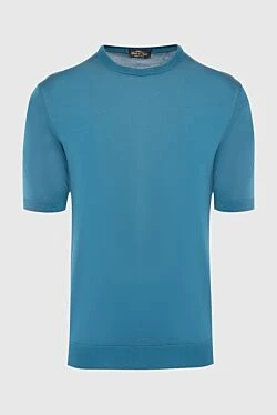 Men's blue short sleeve silk jumper