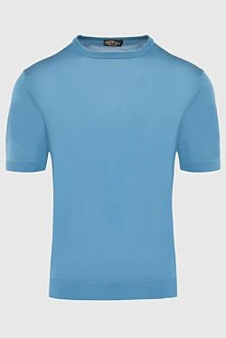 Blue short sleeve silk jumper for men