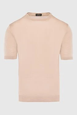 Beige silk short sleeve jumper for men