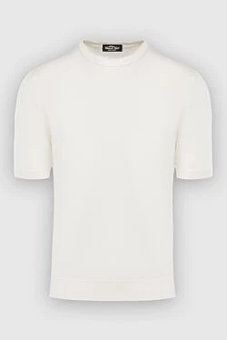 Short sleeve jumper in silk and cotton white for men