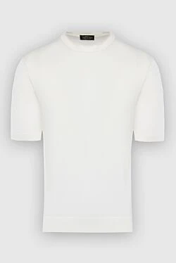 Short sleeve jumper in silk and cotton white for men