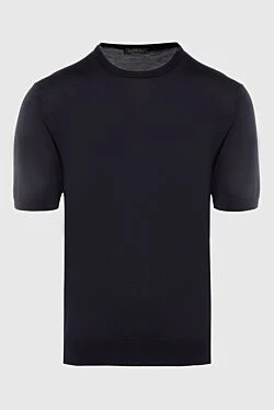 Short sleeve jumper in silk and cotton black for men