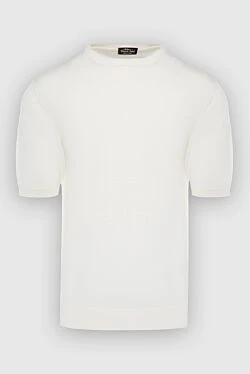 Short sleeve jumper in silk and cotton white for men