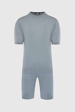 Green men's cotton sports suit