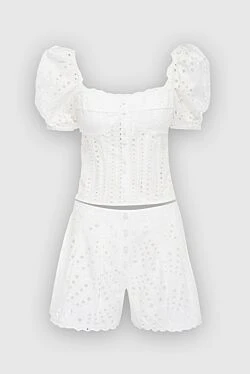 White women's suit with shorts made of cotton and polyester