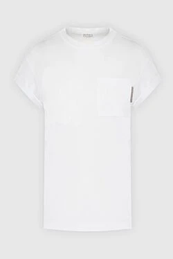 Кеуде қалтасы бар ақ мақтадан жасалған футболка