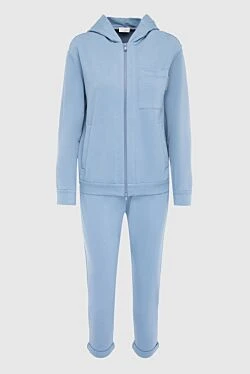 Голубой костюм из хлопкового трикотажа с капюшоном