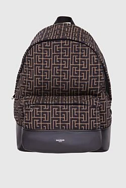 Cotton and polyester backpack brown for men