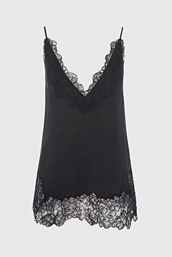 Women's black silk top