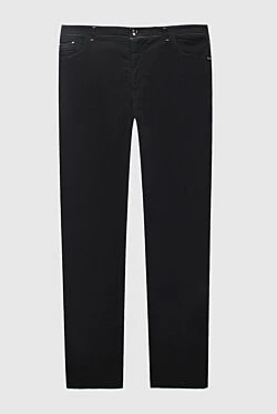 Black cotton and silk jeans for men