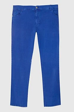 Men's blue linen and cotton trousers