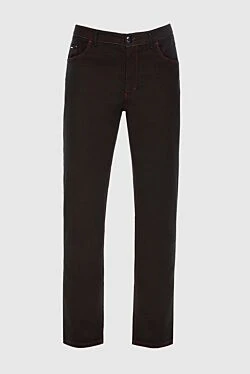 Men's burgundy cotton and silk jeans