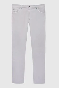 White cotton and silk trousers for men