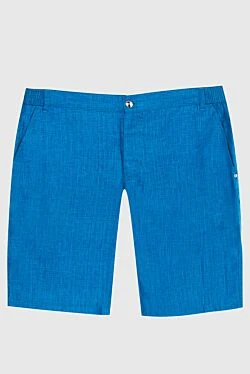 Blue linen shorts for men