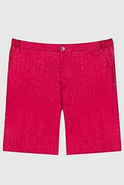 Red linen shorts for men