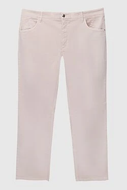 Men's beige cotton and elastane trousers