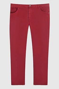 Red cotton and elastane jeans for men