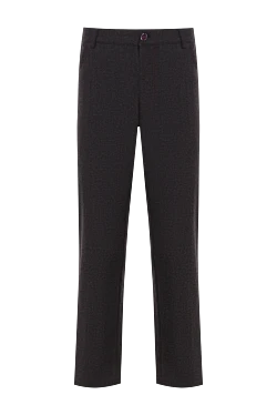 Men's Wool and Cashmere Trousers Dark Grey with Signature Label